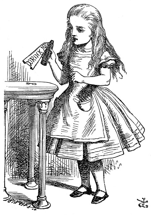 Alice finding the small door